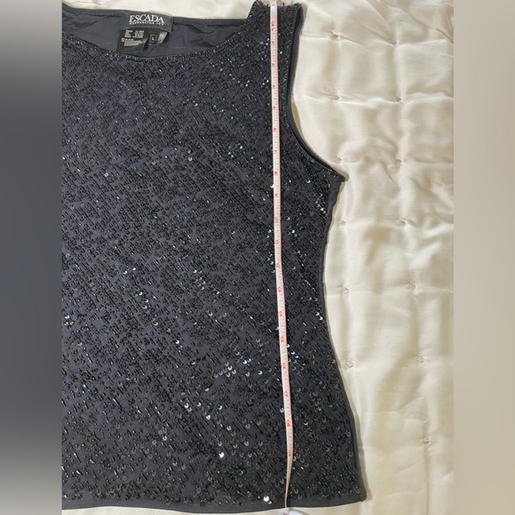 EUC Escada black sequins top sz L - Picture 9 of 10